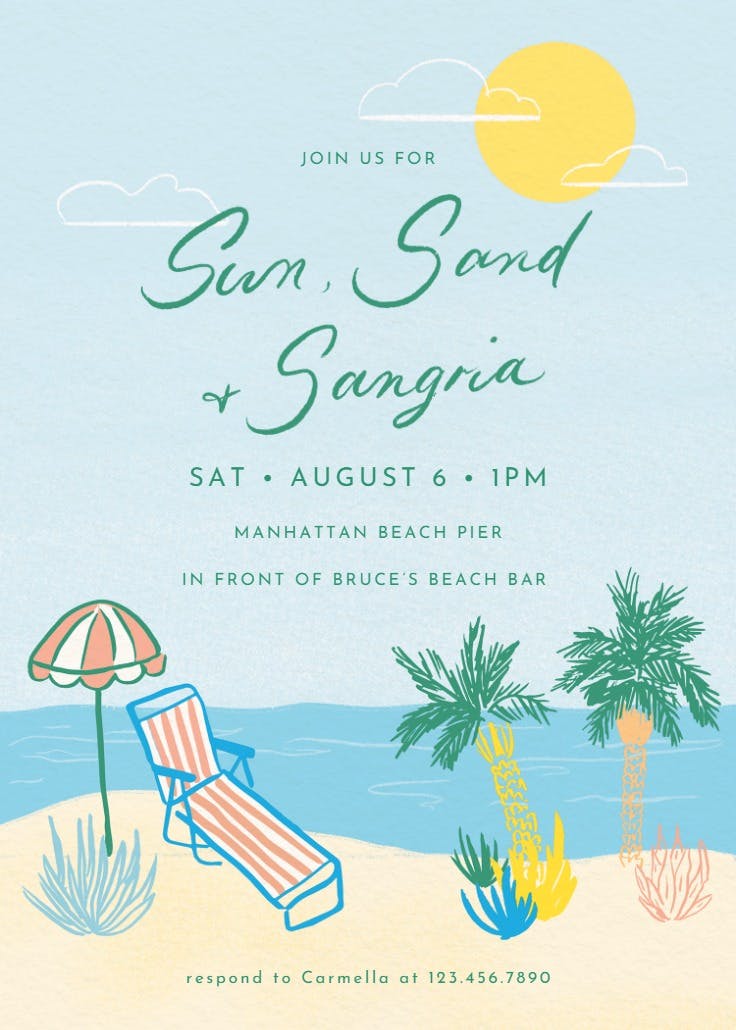 Retro summer - pool party invitation